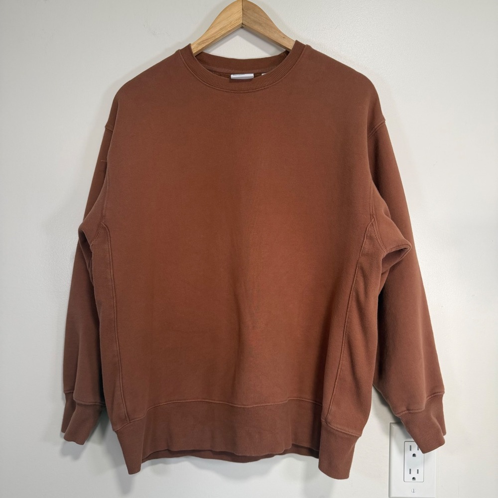 Tna Cozy Fleece Boyfriend Fit Sweatshirt Womens XS Brown Crewneck Pullover